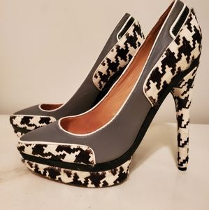 L.A.M.B. leather pony hair pump